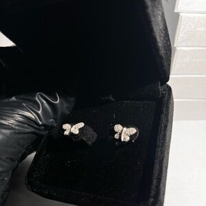 Elegant Silver Moissanite Butterfly Earrings